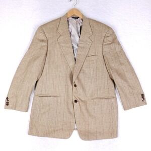 Southwick Blazer 44R Tan Pinstripe Wool Blend Vintage USA Union Made Sport Coat